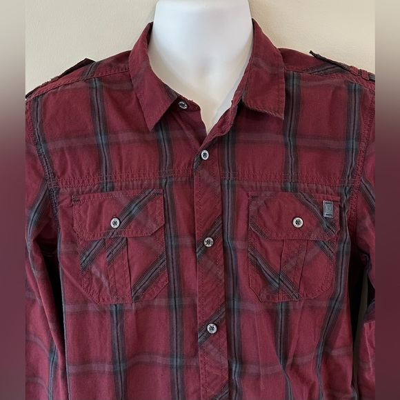 Buffalo By David Britton Men’s Maroon/Gray/Black Button Down Shirt Size Medium - Picture 8 of 9